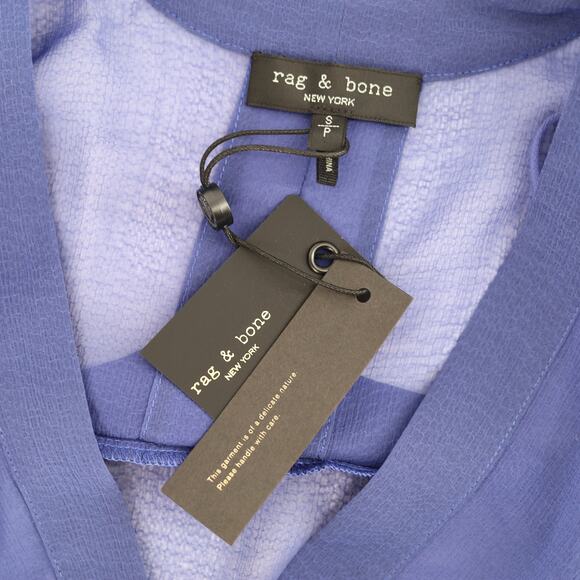 Rag & Bone Women Blue Mesh Elysse Casual Relaxed V-neck Elegant Blouse Size S - Picture 6 of 6